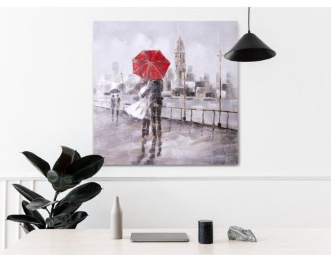 Ručně malovaný obraz Pár pod deštníkem
